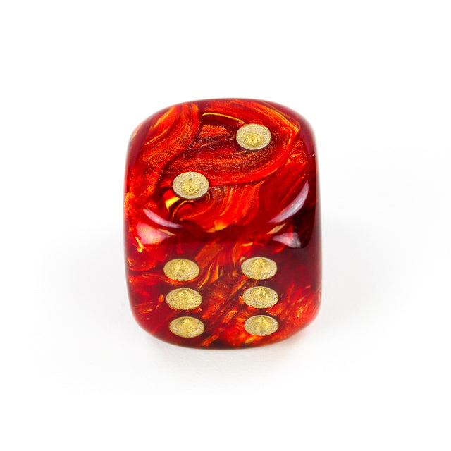 CHX DC2004 Scarab Scarlet/gold 20mm d6 dice w/pips