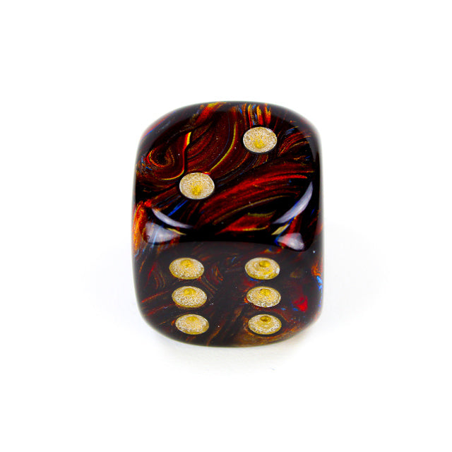 CHX DC2009 Scarab Blue Blood/gold 20mm d6 dice w/pips
