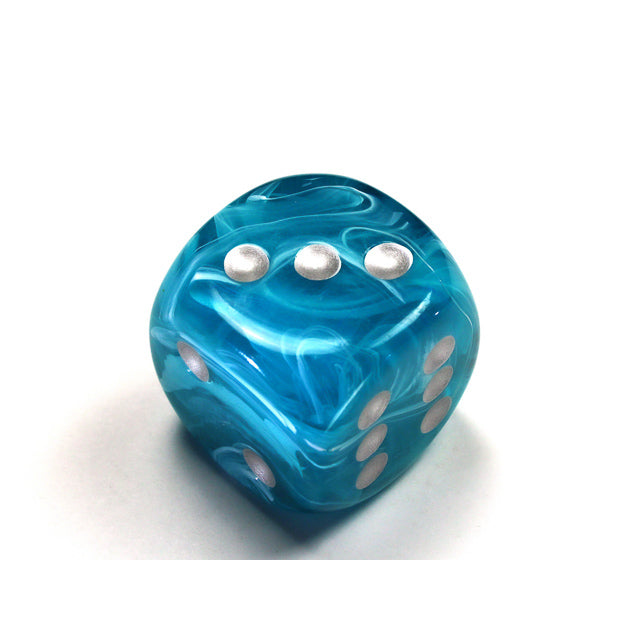 CHX DC3055 Cirrus Aqua/silver 30mm d6 dice w/pips