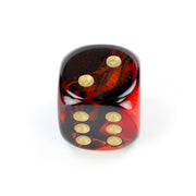 CHX DG2033 Gemini Black-Red/gold 20mm d6 dice w/pips