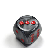 CHX DL3028 Velvet Black/red 30mm d6 dice w/pips