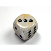 CHX DM3092 Marble Ivory/black 30mm d6 dice w/pips