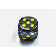 CHX DV5028 Vortex Black/yellow 50mm d6 dice w/pips