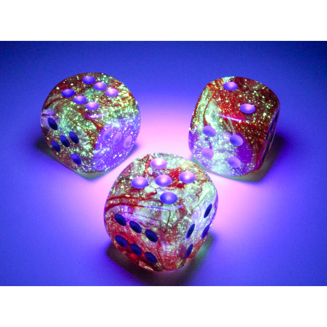 CHX DN3054 Nebula Red/silver Luminary 30mm d6 dice w/pips