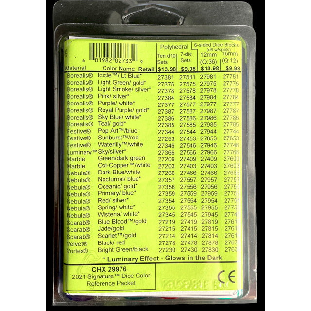 CHX 29976 2023 Signature Dice Color Reference Packet