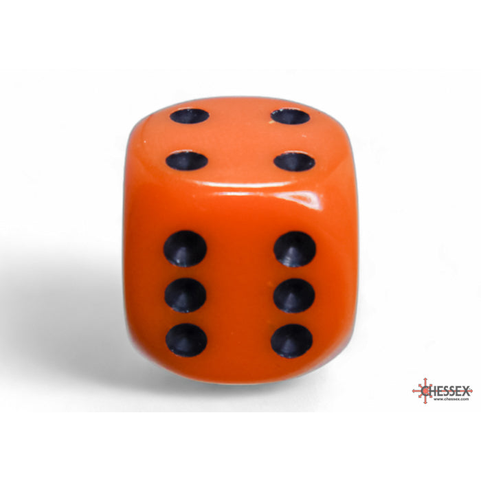 CHX 25603 Opaque Orange/black 16mm d6 Dice Block (12 dice)