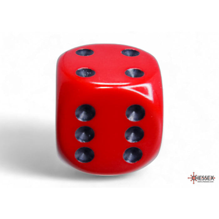 CHX 25614 Opaque Red/black 16mm d6 Dice Block (12 dice)