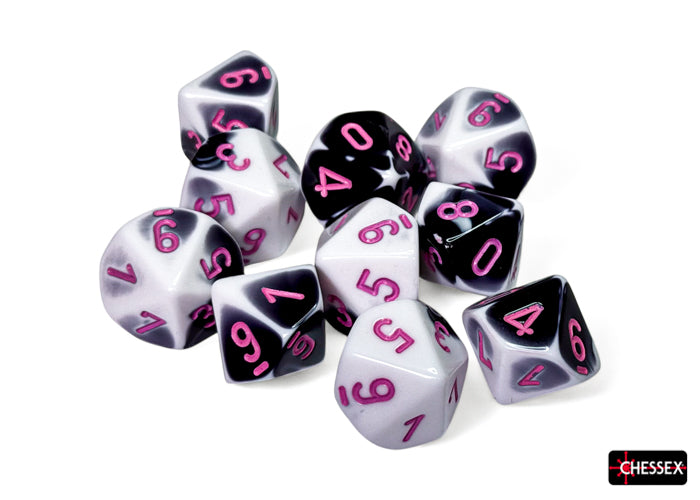 CHX 26269 Gemini Black-White/pink Set of 10 d10s