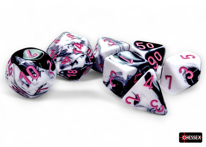 CHX 26469 Gemini Black-White/pink Polyhedral 7-Dice Set