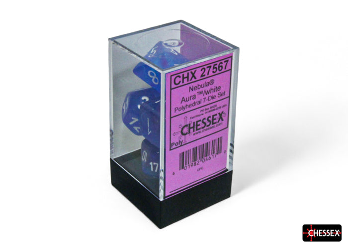 CHX 27567 Nebula Aura/white Luminary Polyhedral 7-Dice Set