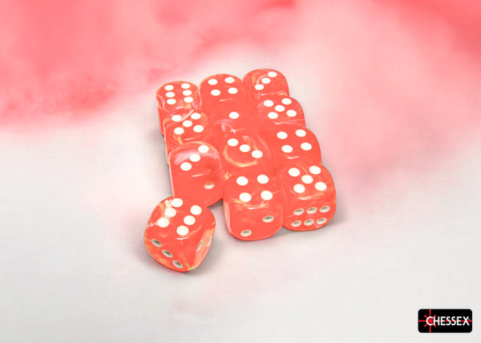 CHX 27753 Festive Dahlia/white 16mm d6 Dice Block (12 dice)