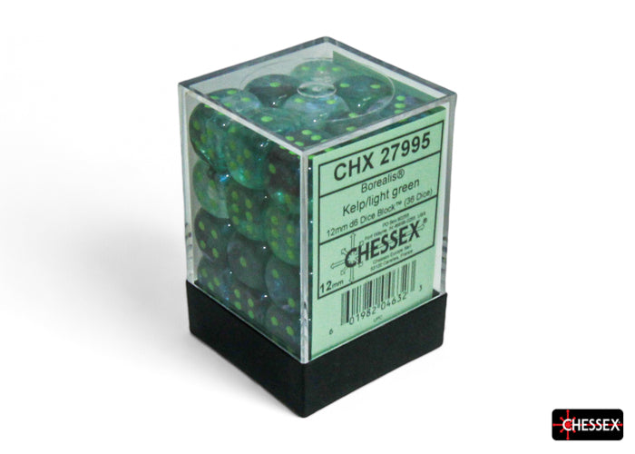CHX 27995 Borealis Kelp/light green Luminary 12mm d6 Dice Block (36 dice)