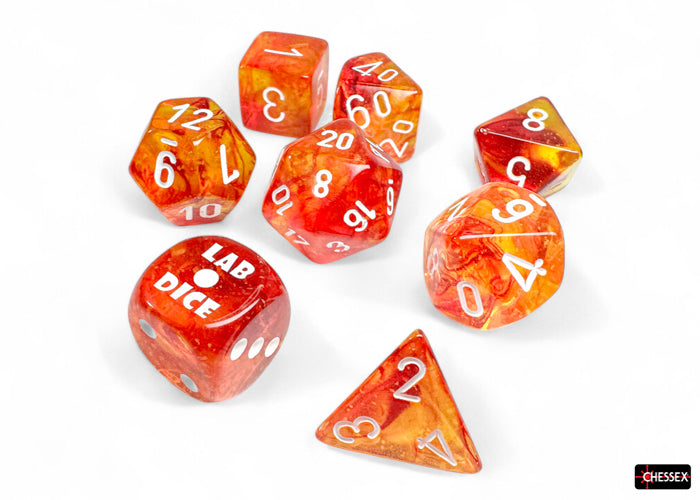 CHX 30073 Nebula Molten/white Luminary Polyhedral 7-Dice Set (with bonus die)