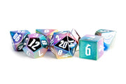 Fanroll: 16mm Aluminum Plated Acrylic Poly Dice Set: Rainbow Aegis w/ White Numbers