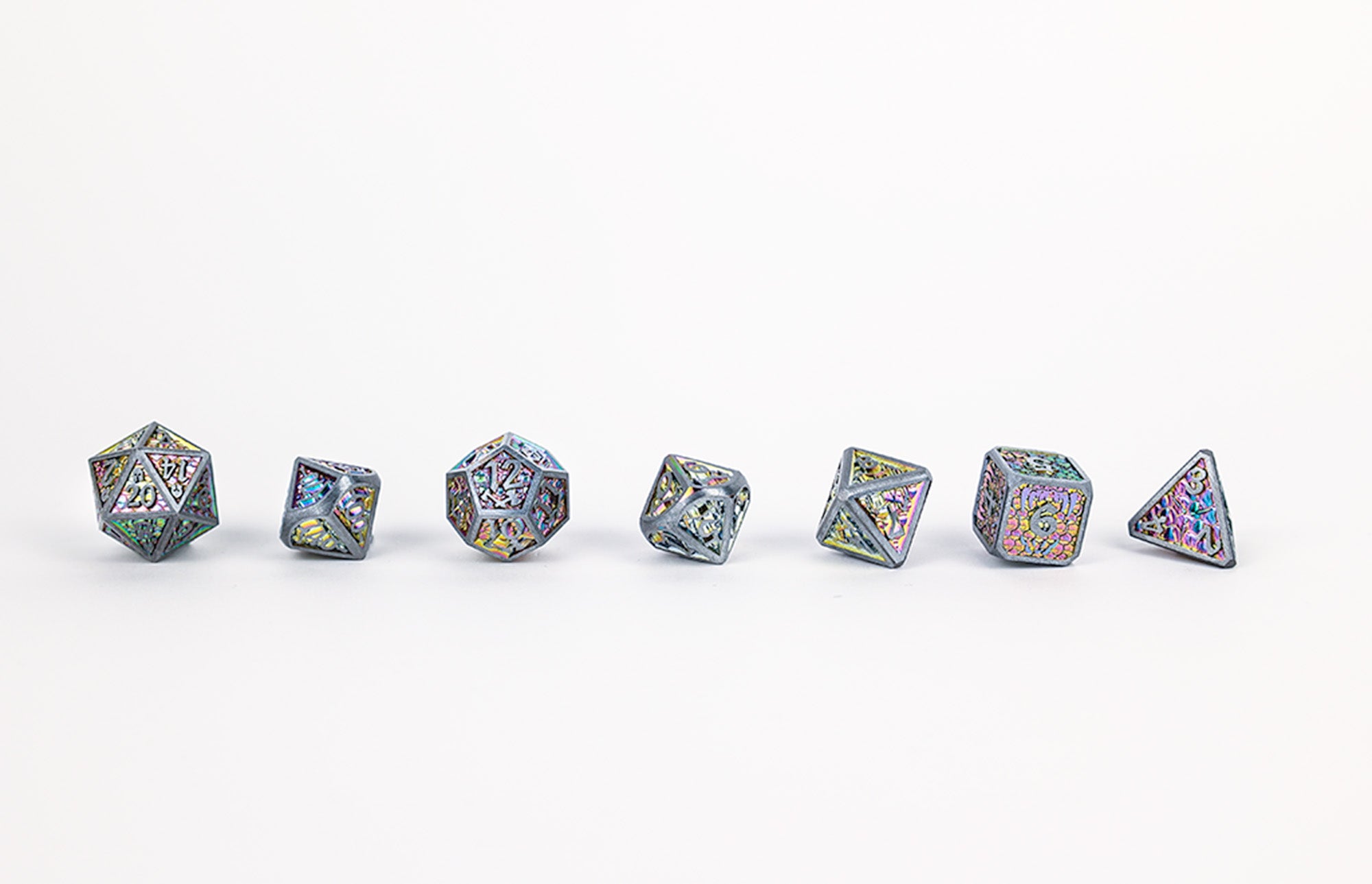 LPG Dice RPG Set Draco Bright Rainbow/Silver