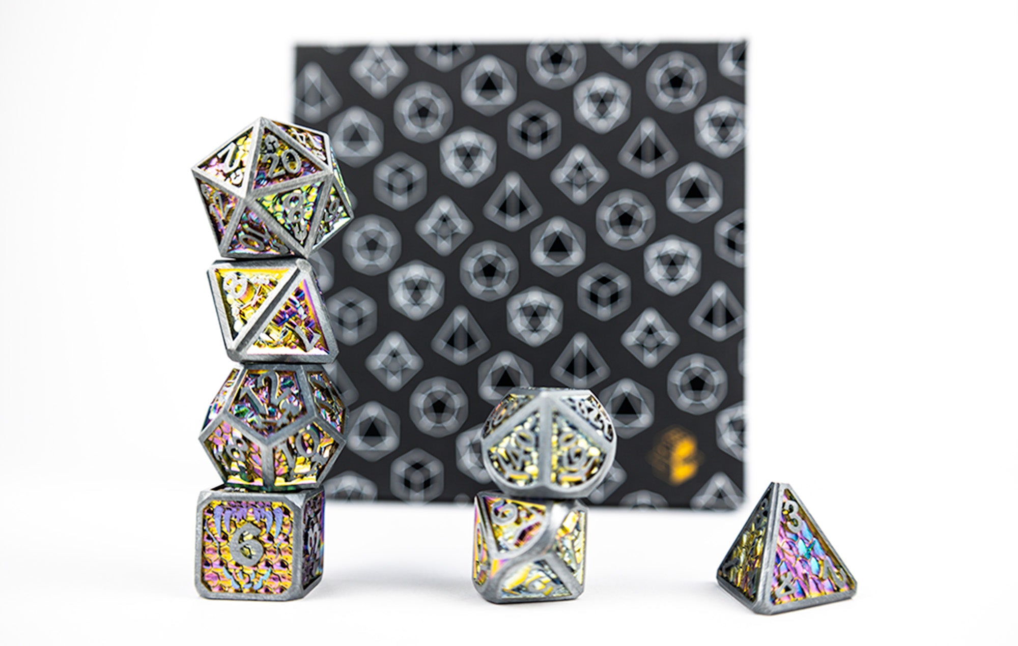 LPG Dice RPG Set Draco Bright Rainbow/Silver