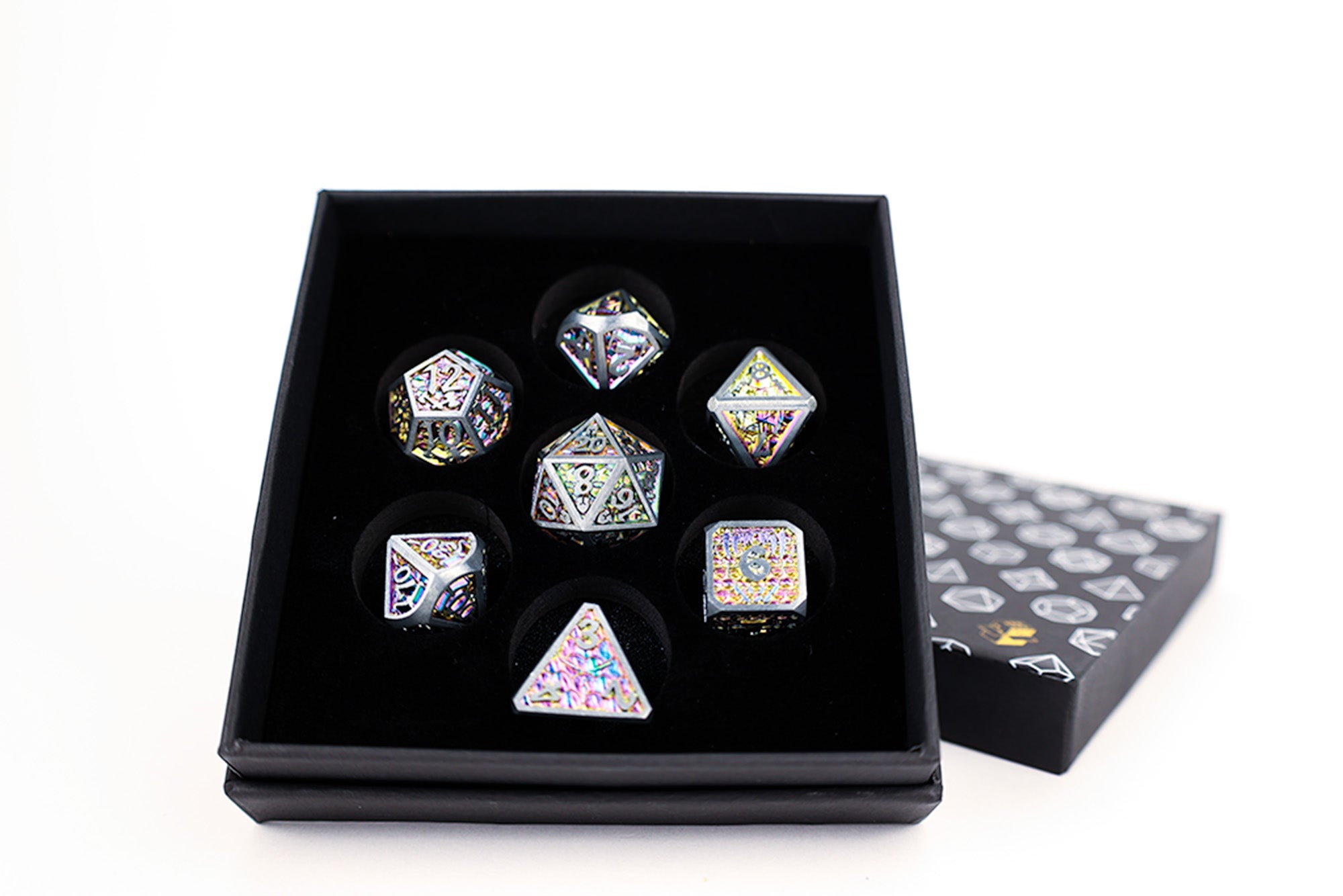 LPG Dice RPG Set Draco Bright Rainbow/Silver