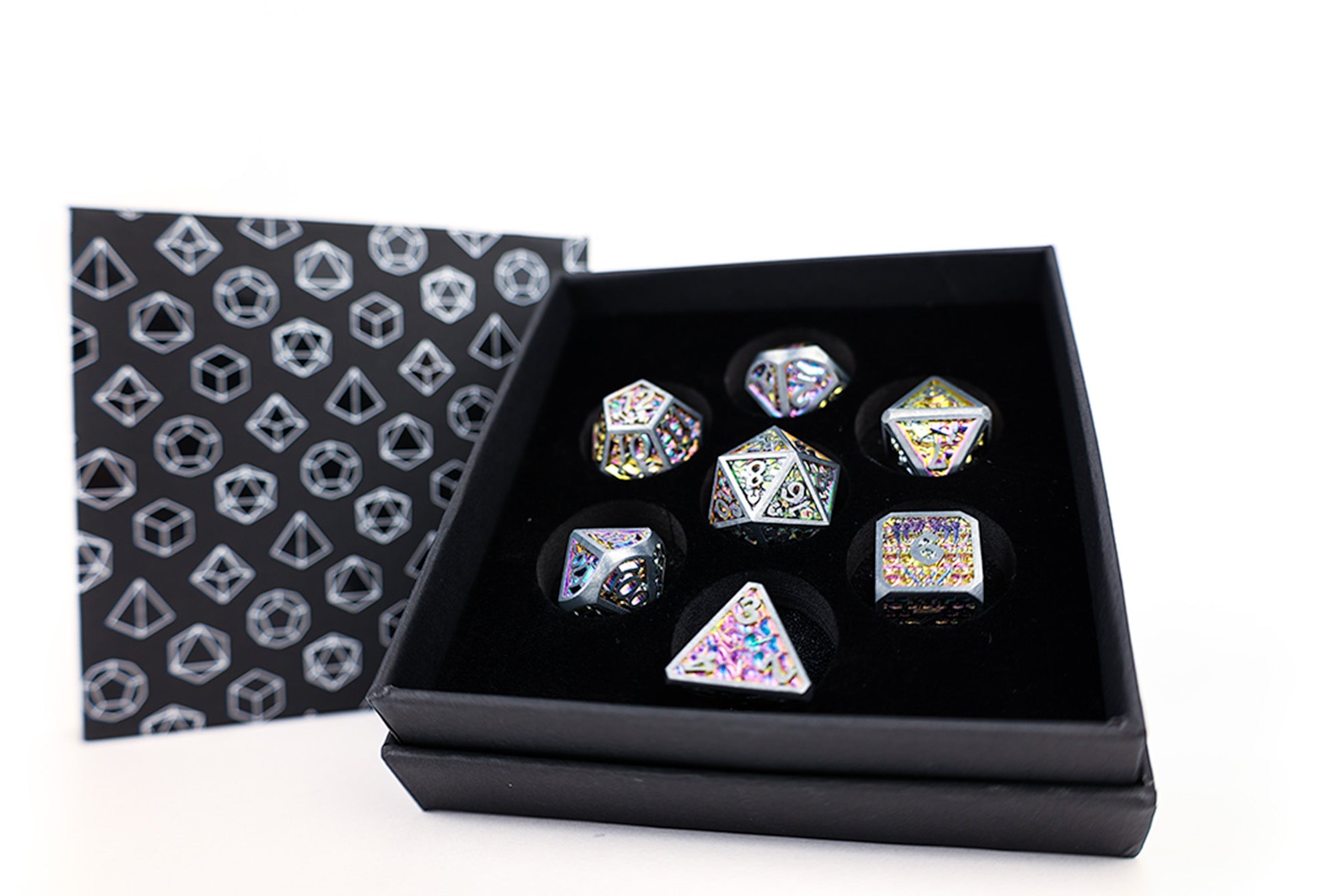 LPG Dice RPG Set Draco Bright Rainbow/Silver