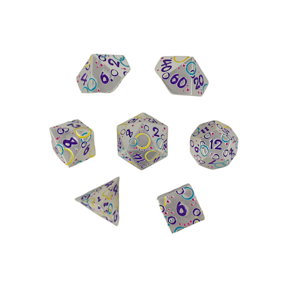 LPG Dice RPG Set Inscripted Bubbles Pastel White