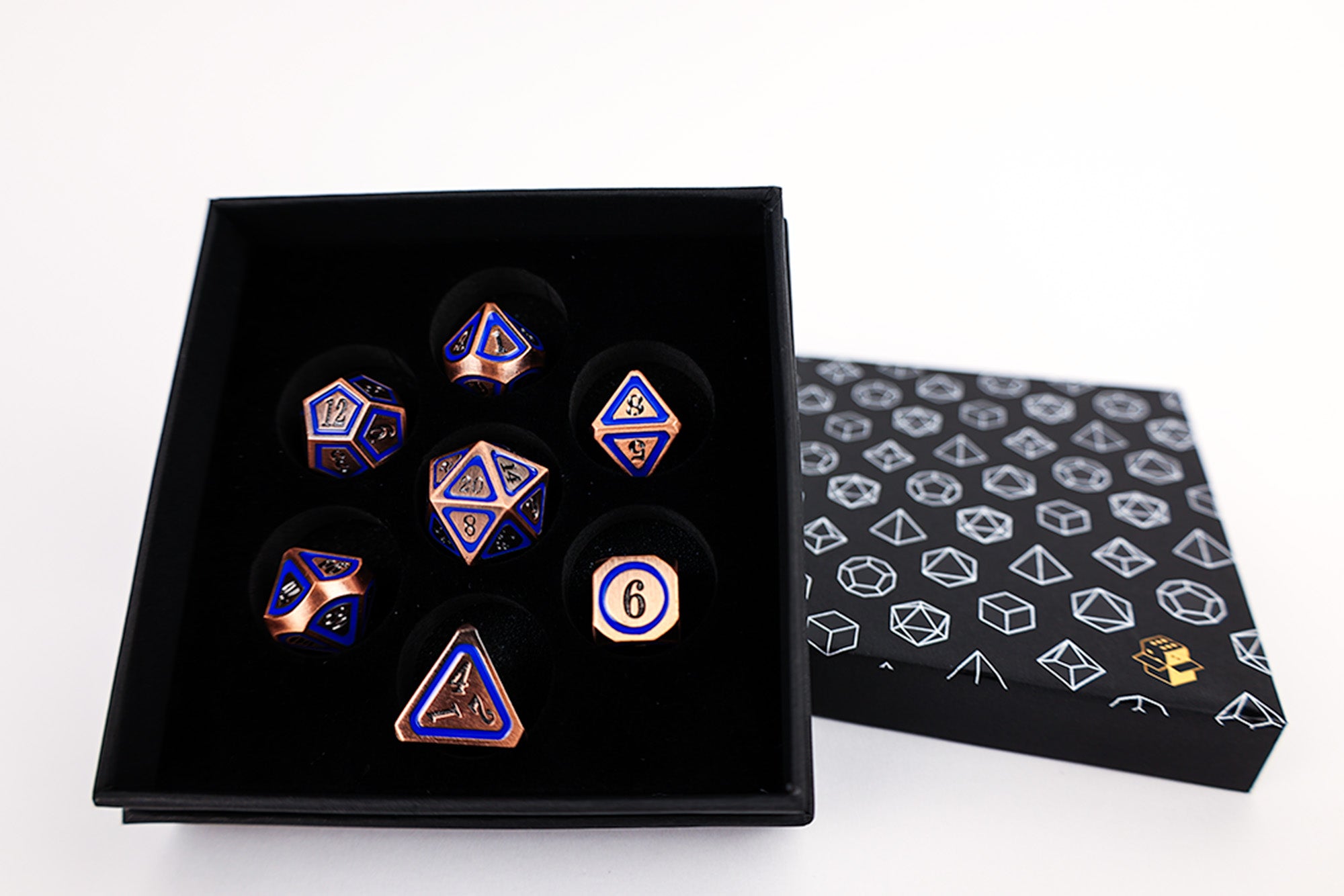 LPG Dice RPG Set Concentric Blue/Black/Brass