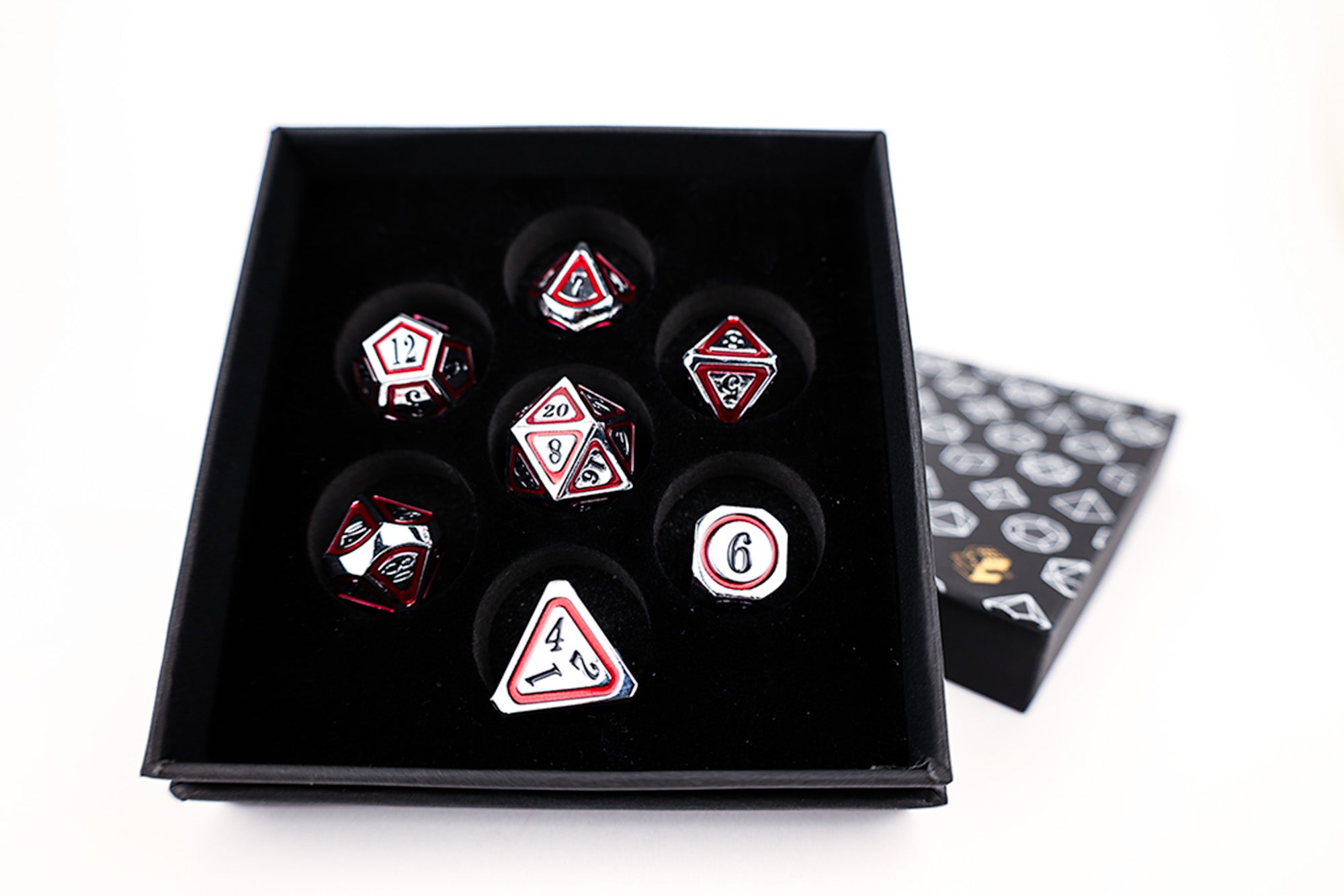 LPG Dice RPG Set Concentric Black/Red/Silver