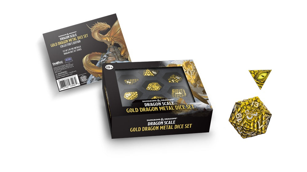 FanRoll: D&D Dragon Scale Metal Dice Set: Gold