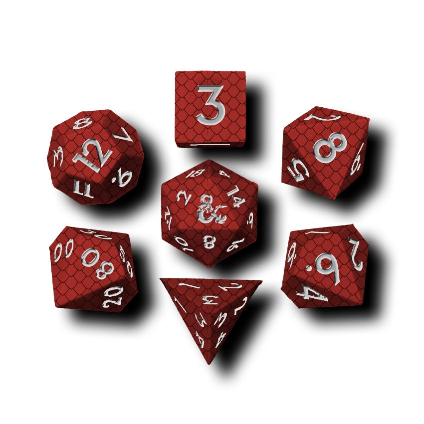 FanRoll: D&D Dragon Scale Silicone Dice Set: Red