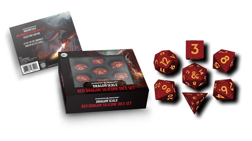 FanRoll: D&D Dragon Scale Silicone Dice Set: Red