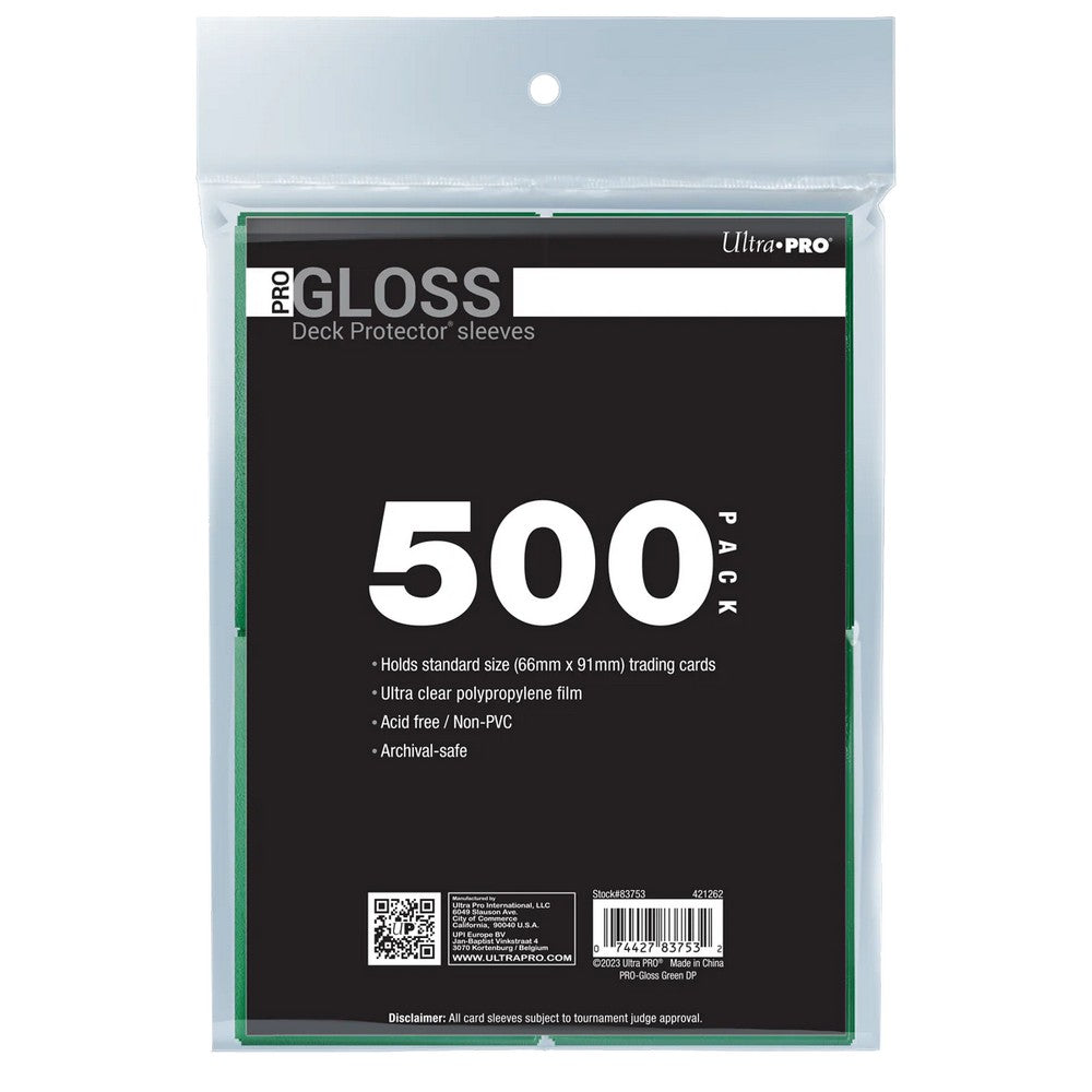 Ultra Pro: UP83753 PRO-Gloss Standard Deck Protector Sleeves 500ct Bundle - Green
