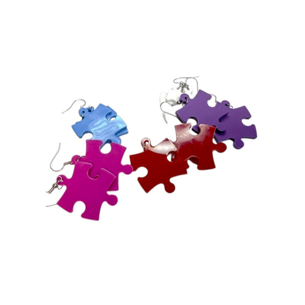 CHX 54001 Earrings Opaque Puzzle Piece Pair (Assorted Colors)