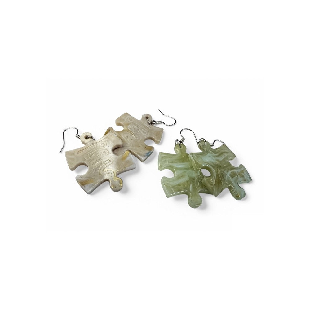 CHX 54002 Earrings Marble Puzzle Piece Pair (Assorted Colors)