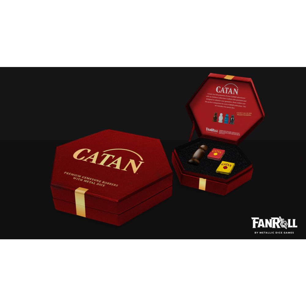 Fanroll: CATAN Premium Robber & Metal Dice Set- Tiger's Eye