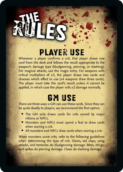 PPathfinder Accessories (1E): Crit Hit Deck (Pathfinder RPG)