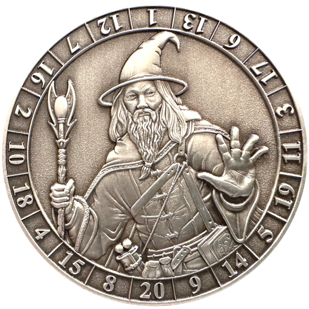 Dice Coin D20 Male Human Wizard
