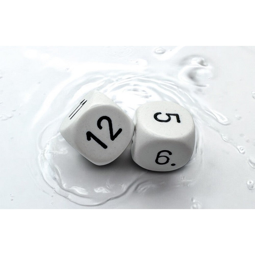 CHX LE925 Pair of Numbered Opaque White/black 22mm d6s (1-6 & 7-12)