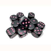 CHX 25648 Opaque 16mm d6 Black/pink Dice Block (12 dice)