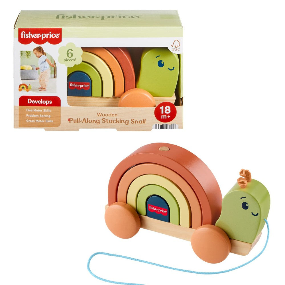 Infant Toys - Wooden Pull Along Stacking Snail
