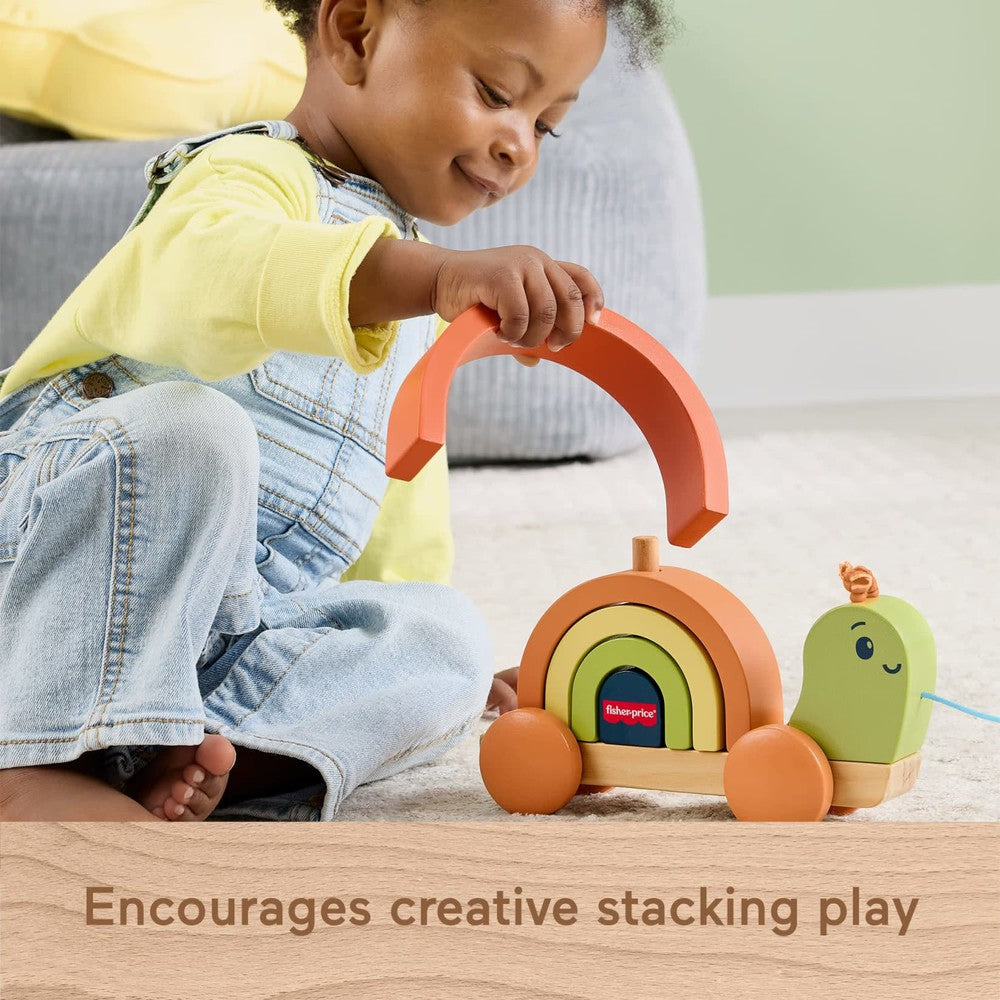 Infant Toys - Wooden Pull Along Stacking Snail