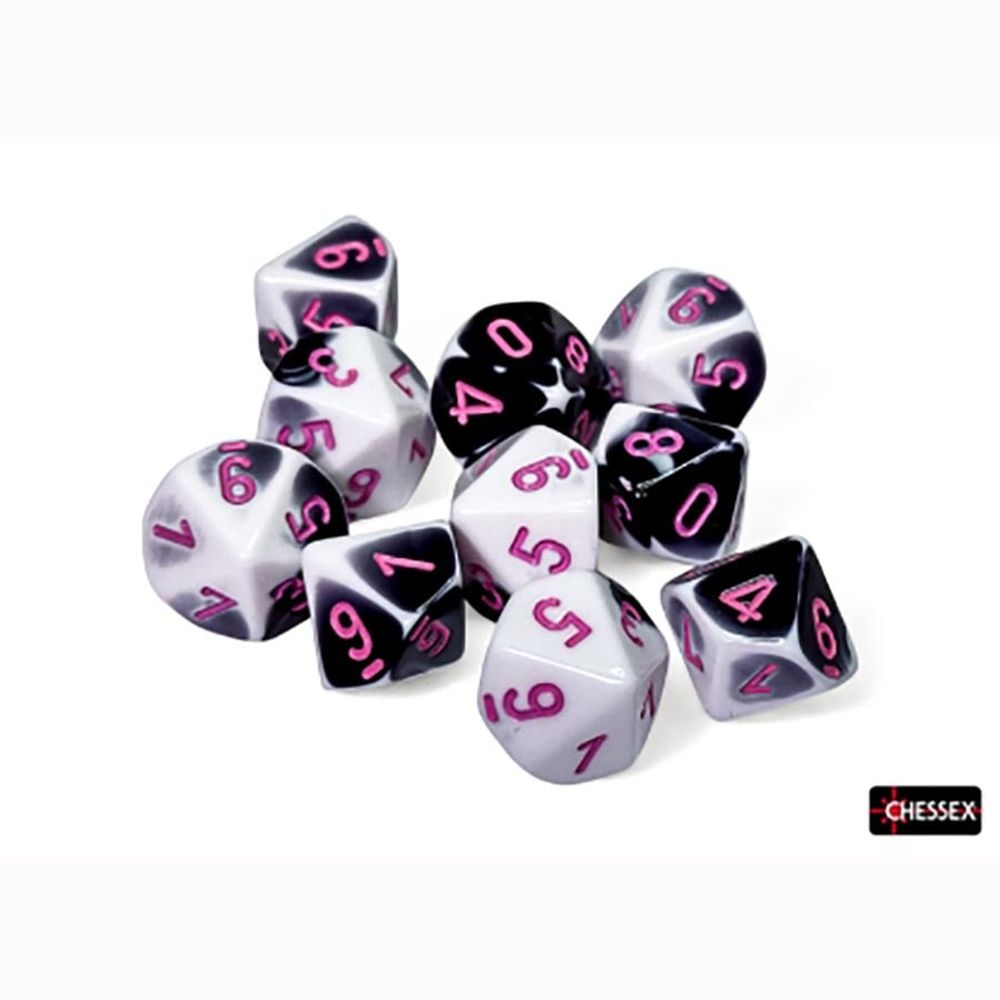CHX 26269 Gemini Black-White/pink Set of 10 d10s