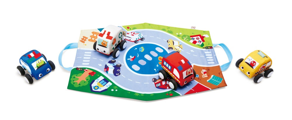 Hape - Infant Toys: Pull-Back Plush Car Set