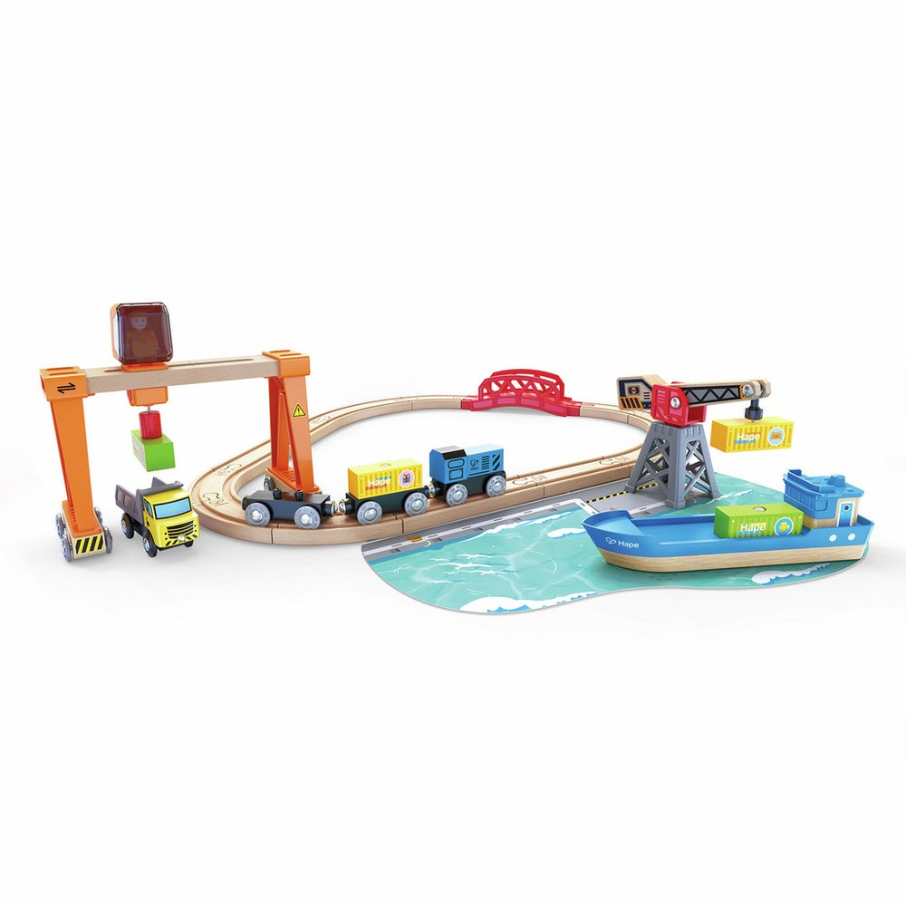 Hape - Railway: Lift & Load Harbour Set