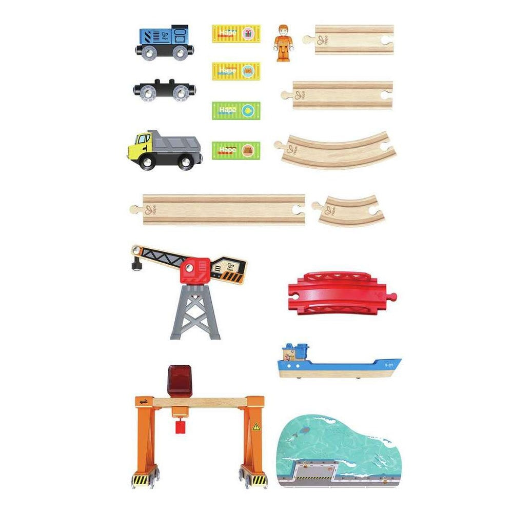 Hape - Railway: Lift & Load Harbour Set