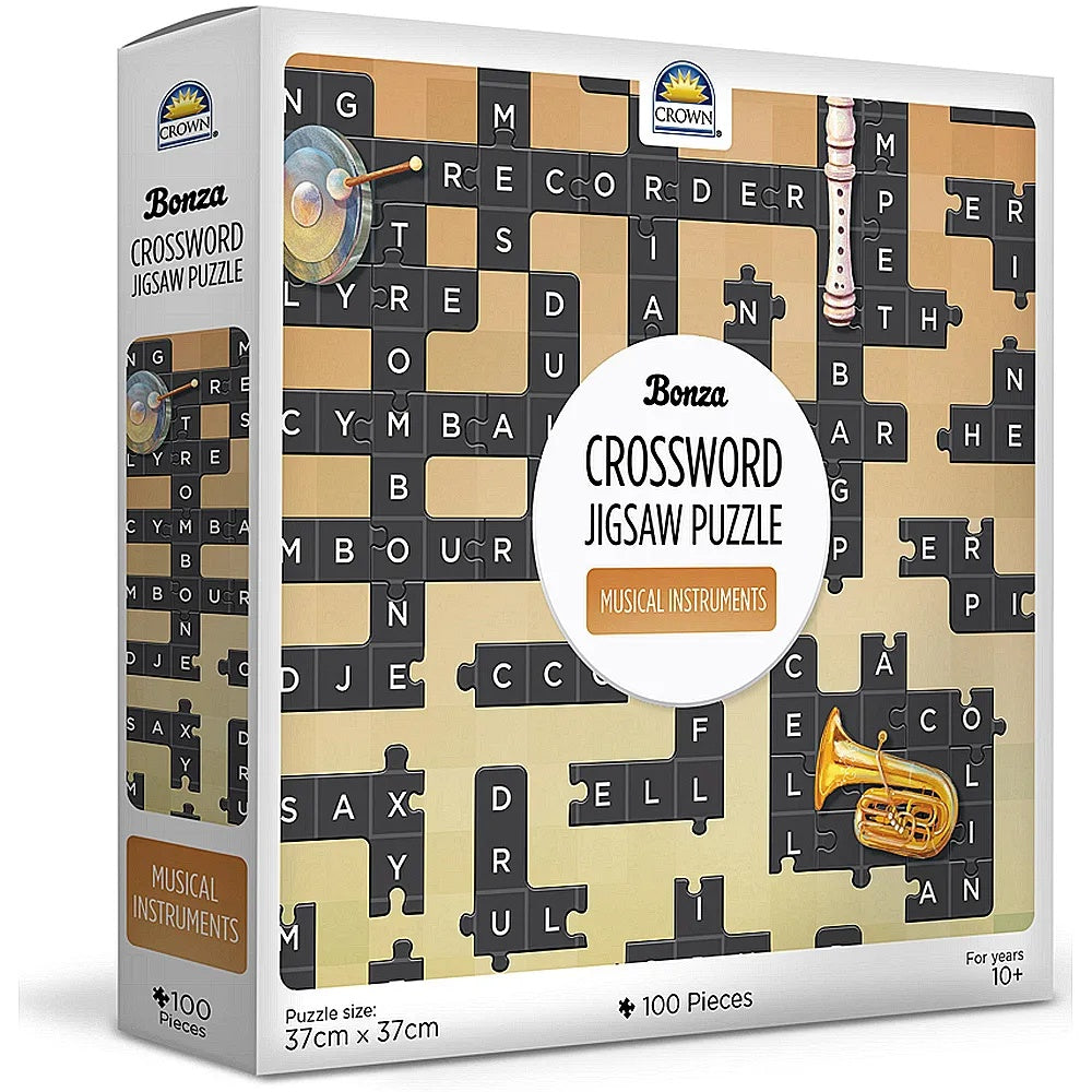 Bonza Crossword 100pce Puzzles - 3 Asst (Sports - Australian Cities - Musical Instruments)