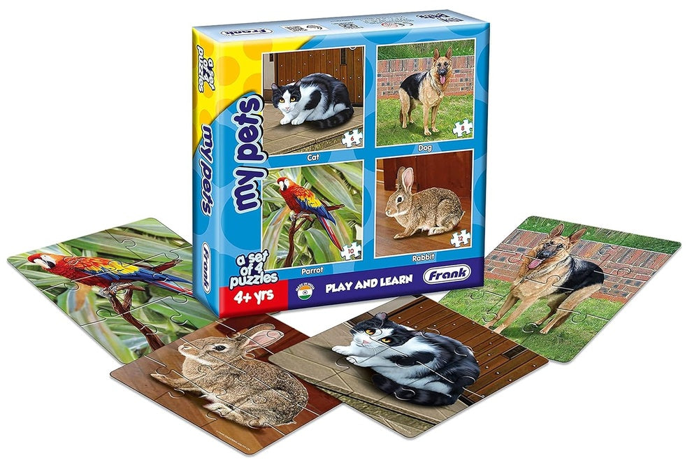 Play & Learn Puzzle 4pk - Asst A (Dinosaurs - In the Jungle - My Pets)