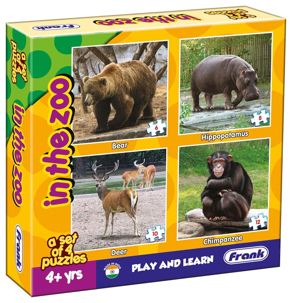 Play & Learn Puzzle 4pk - Asst B (At the Farm - Endangered Animals - In the Zoo)