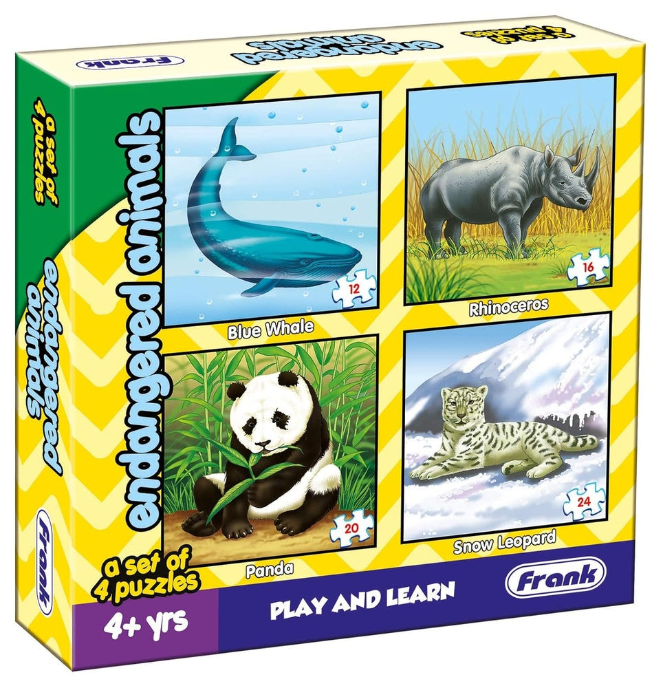 Play & Learn Puzzle 4pk - Asst B (At the Farm - Endangered Animals - In the Zoo)