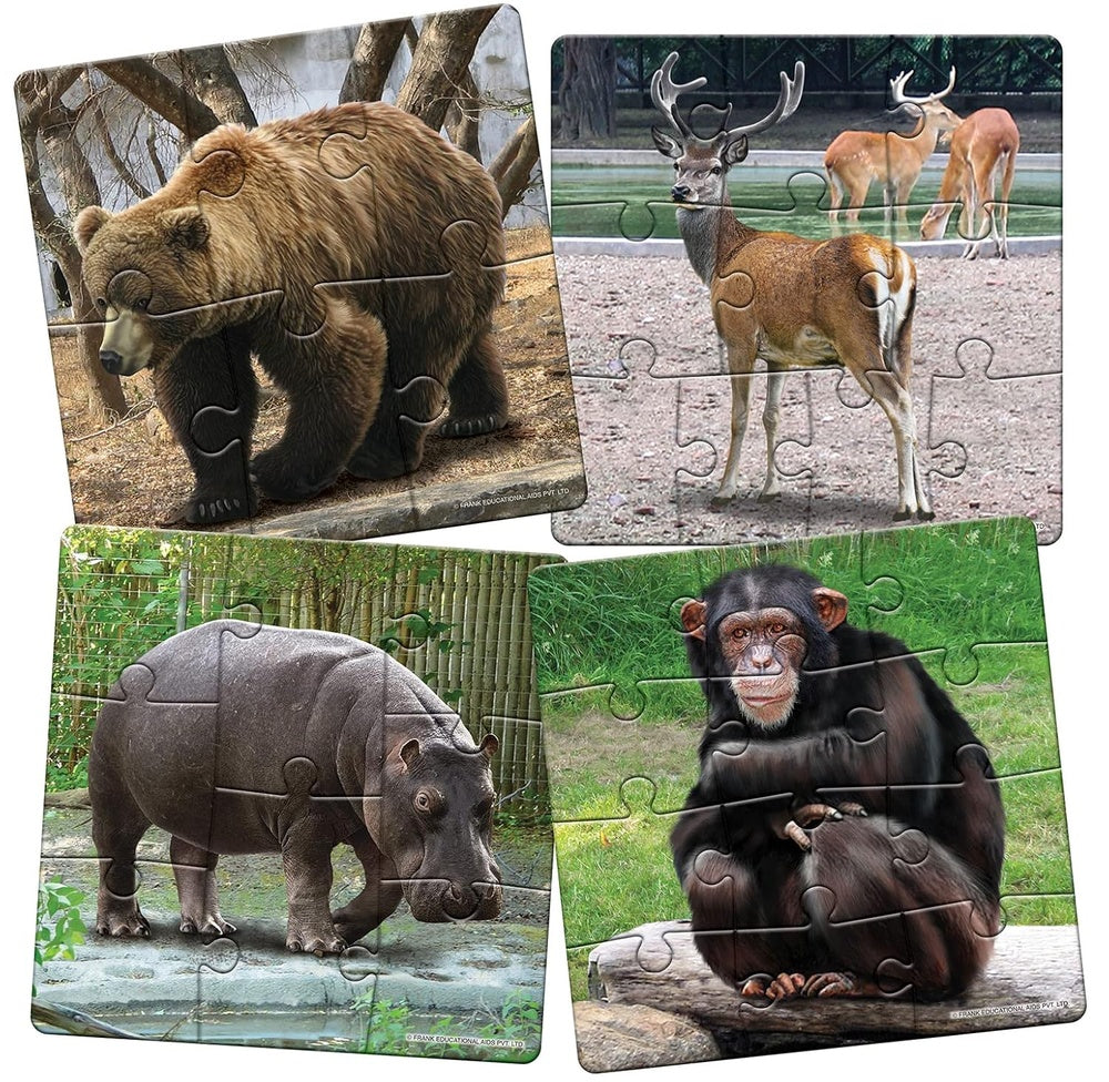 Play & Learn Puzzle 4pk - Asst B (At the Farm - Endangered Animals - In the Zoo)