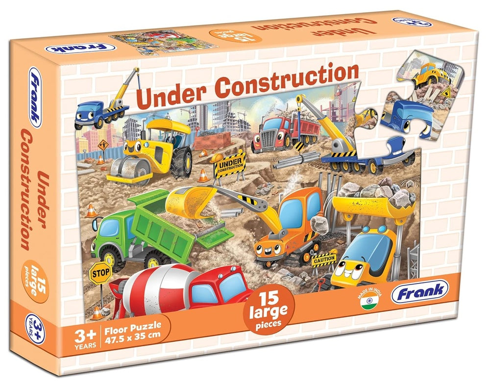 15pce Large Piece Puzzle - Asst A (Farmyard Friends - Under Construction - Unicorn Magic)