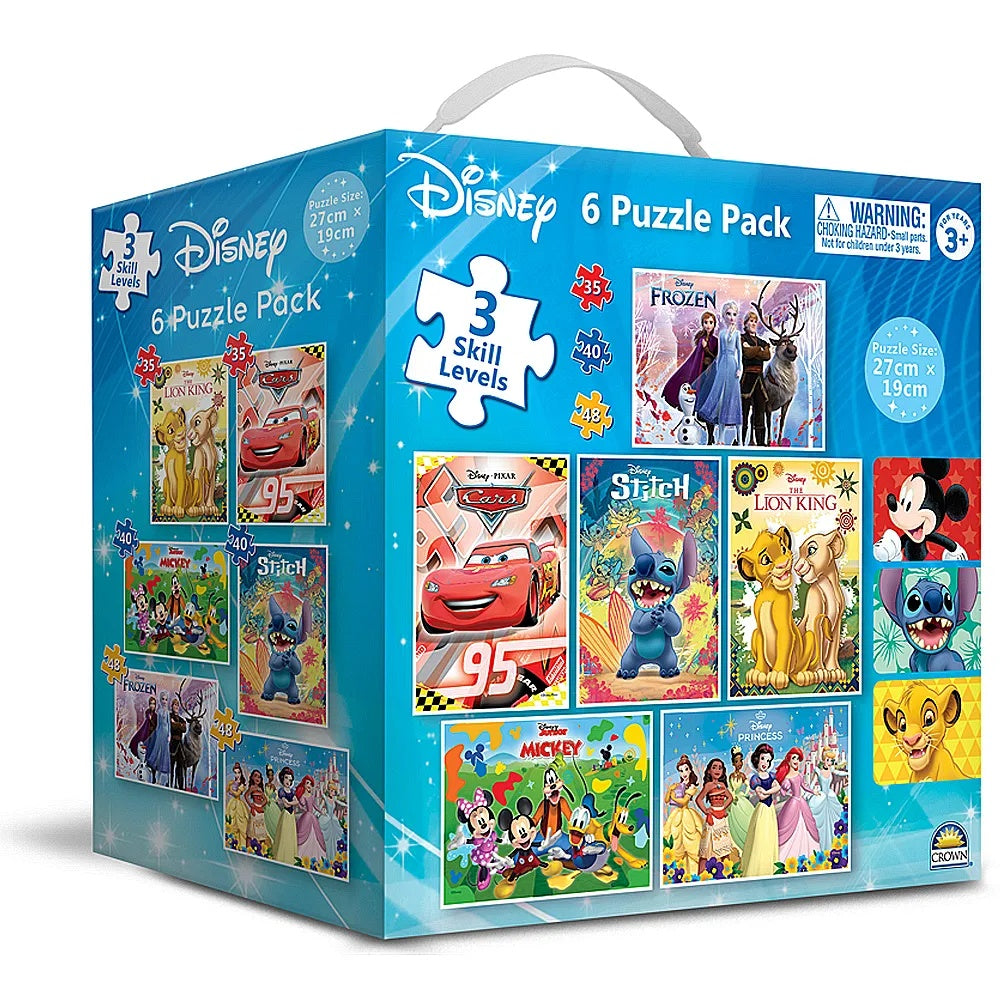 Disney Pixar 6 Puzzle Pack - 2 x 12pce - 2 x 20pce & 2 x 30pce Puzzles