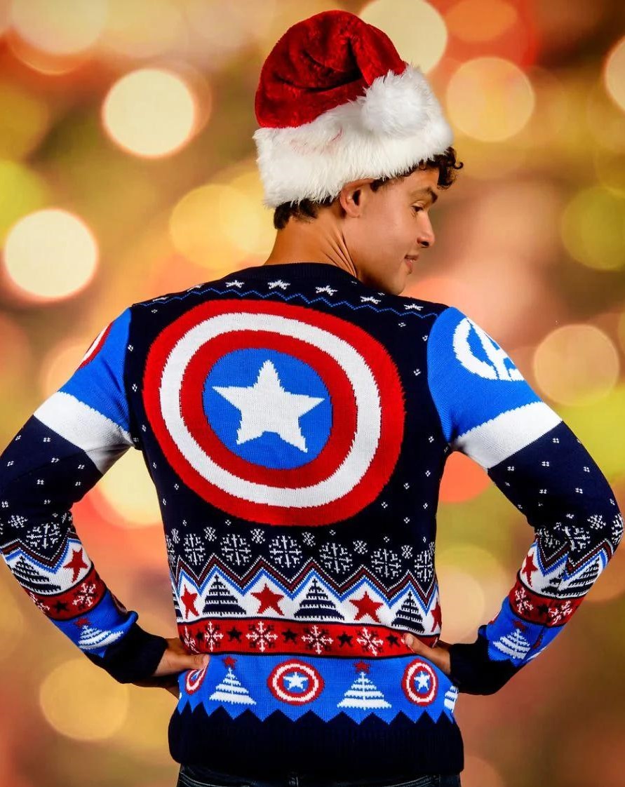 Captain America Christmas Jumper (Size L)
